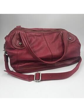 Vintage The Sak Large Red Leather Satchel Purse Handbag Tote Satchel Crossbody